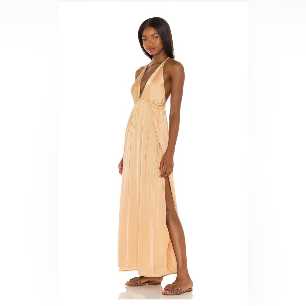 Indah Gold Backless Maxi Dress